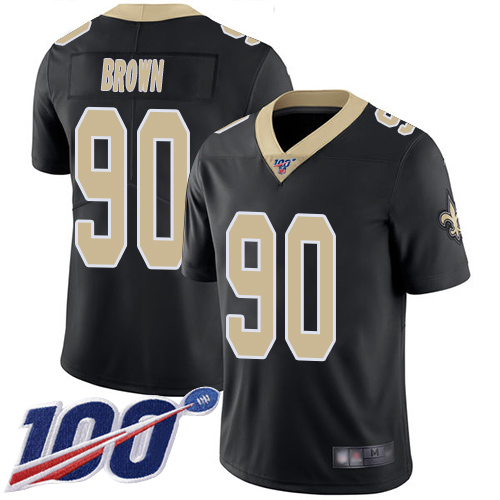 Men New Orleans Saints Limited Black Malcom Brown Home Jersey NFL Football #90 100th Season Vapor Untouchable Jersey->new orleans saints->NFL Jersey